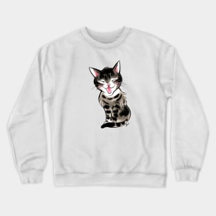 Laughing little tabby cat Crewneck Sweatshirt